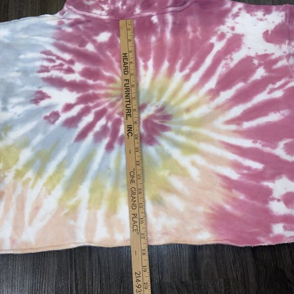 MBM GALLERY Crop Pastel Tie Die Skull Eye Roses Hoodie Marcos Alvarado Multi sz - Picture 10 of 10
